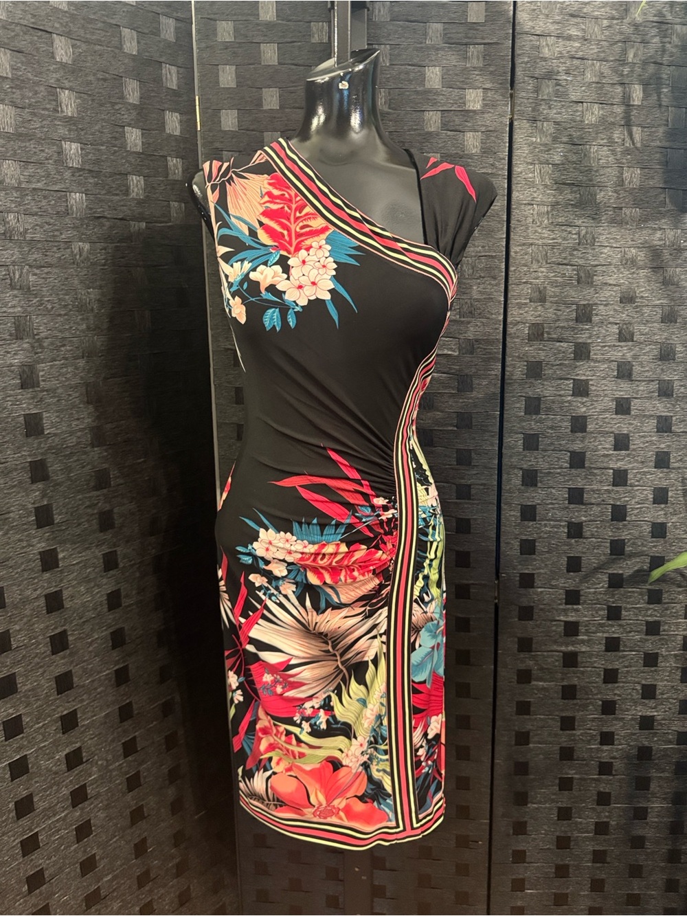 Cache Tropical Vibe Bodycon Dress Y2K Glamour Sz 2
